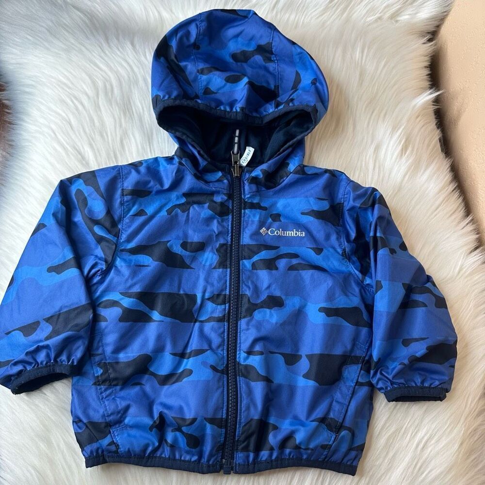 Columbia Blue and Navy Camo Kids Hooded Jacket